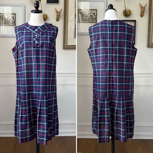 Vintage 60s Forever Prest by Peggy Gee Sleeveless Dropwaist Shift Dress XL - Picture 1 of 9